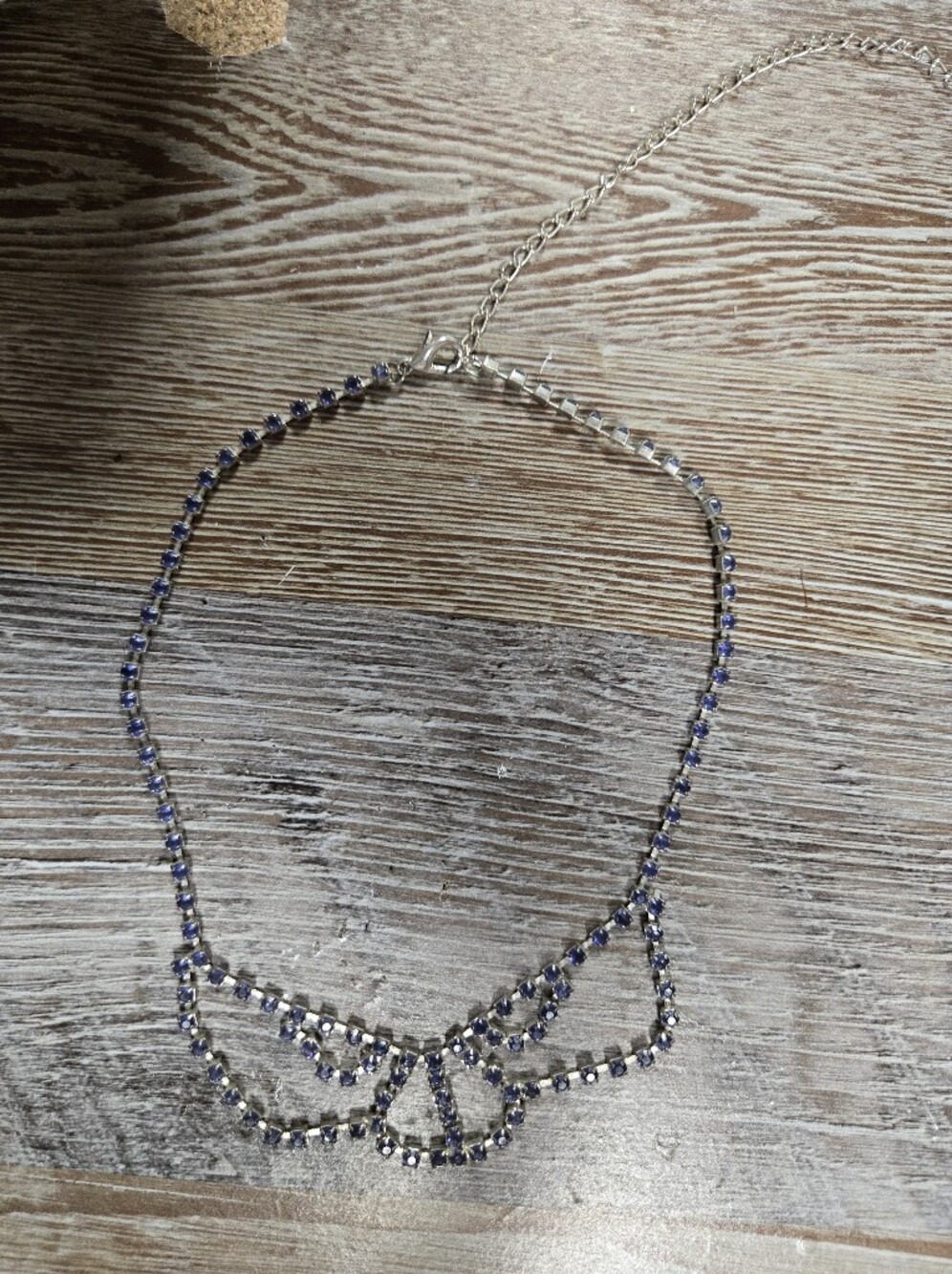 Delicate Silver Necklace with Blue Crystal Bow Accents - Women's Jewelry